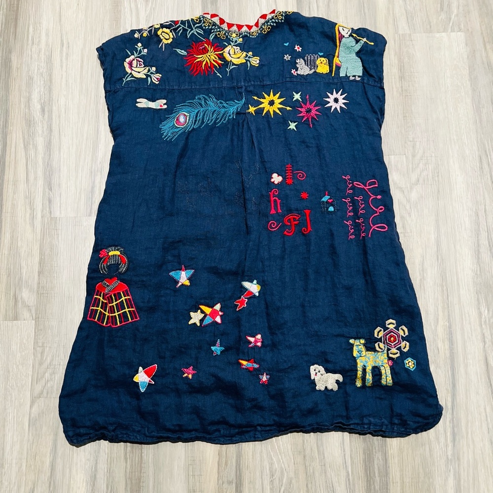 Johnny Was Biya Mishti Linen Embroidered Mini Dress size XL - Picture 7 of 9